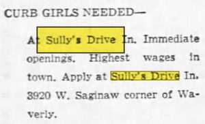 Sullys Drive-In - May 1964 Ad (newer photo)